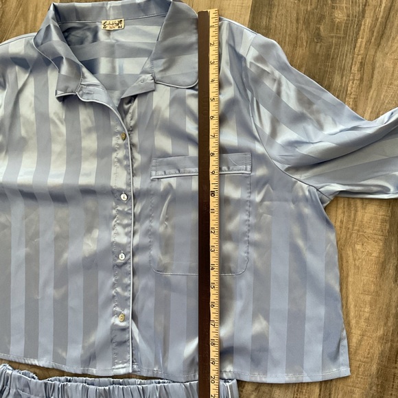 Free People Pajama Party Womens XL Blue Set Top Bottom Crop NWOT - Picture 7 of 8